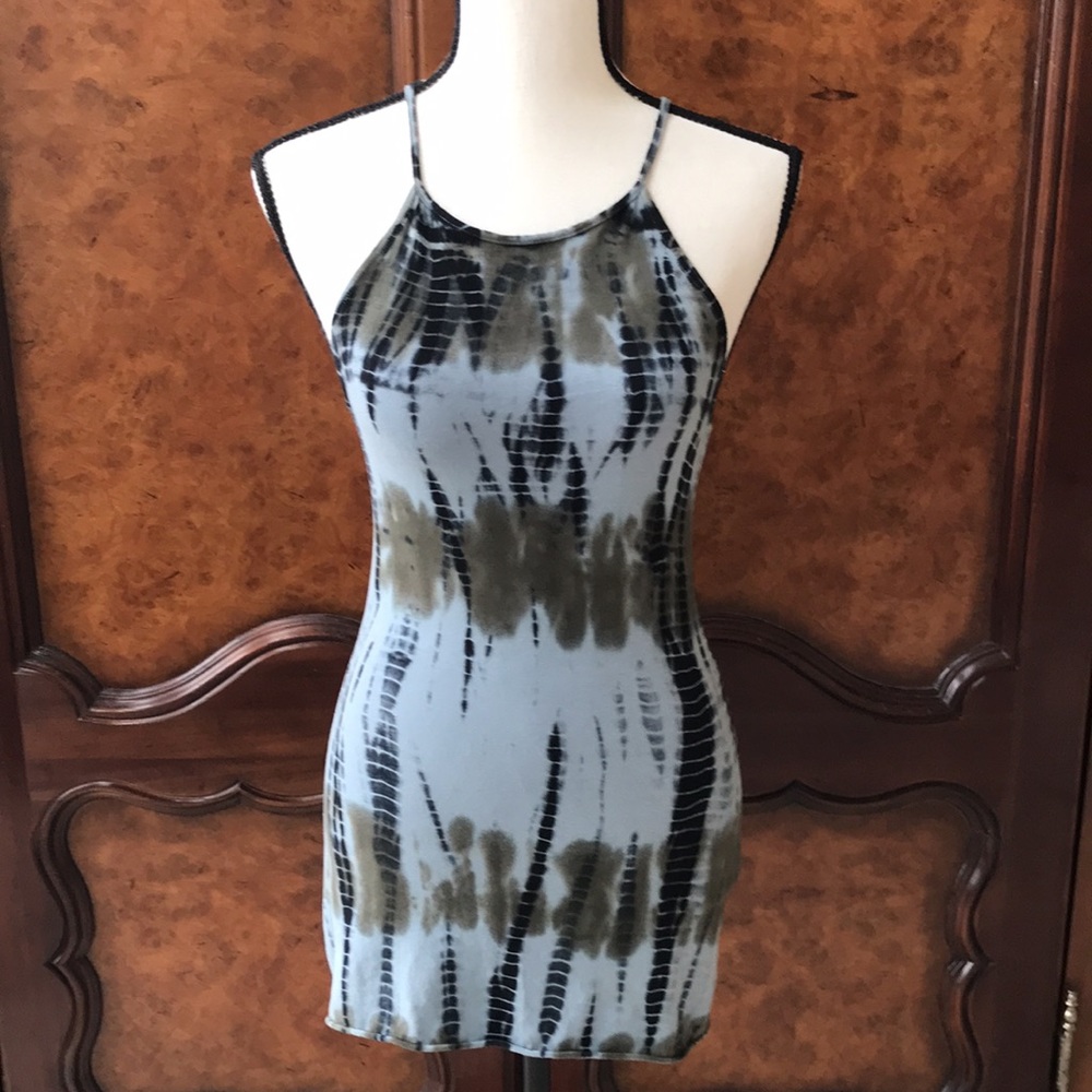 Ecote Tie Dye Bodycon Dress with Lace Up Back